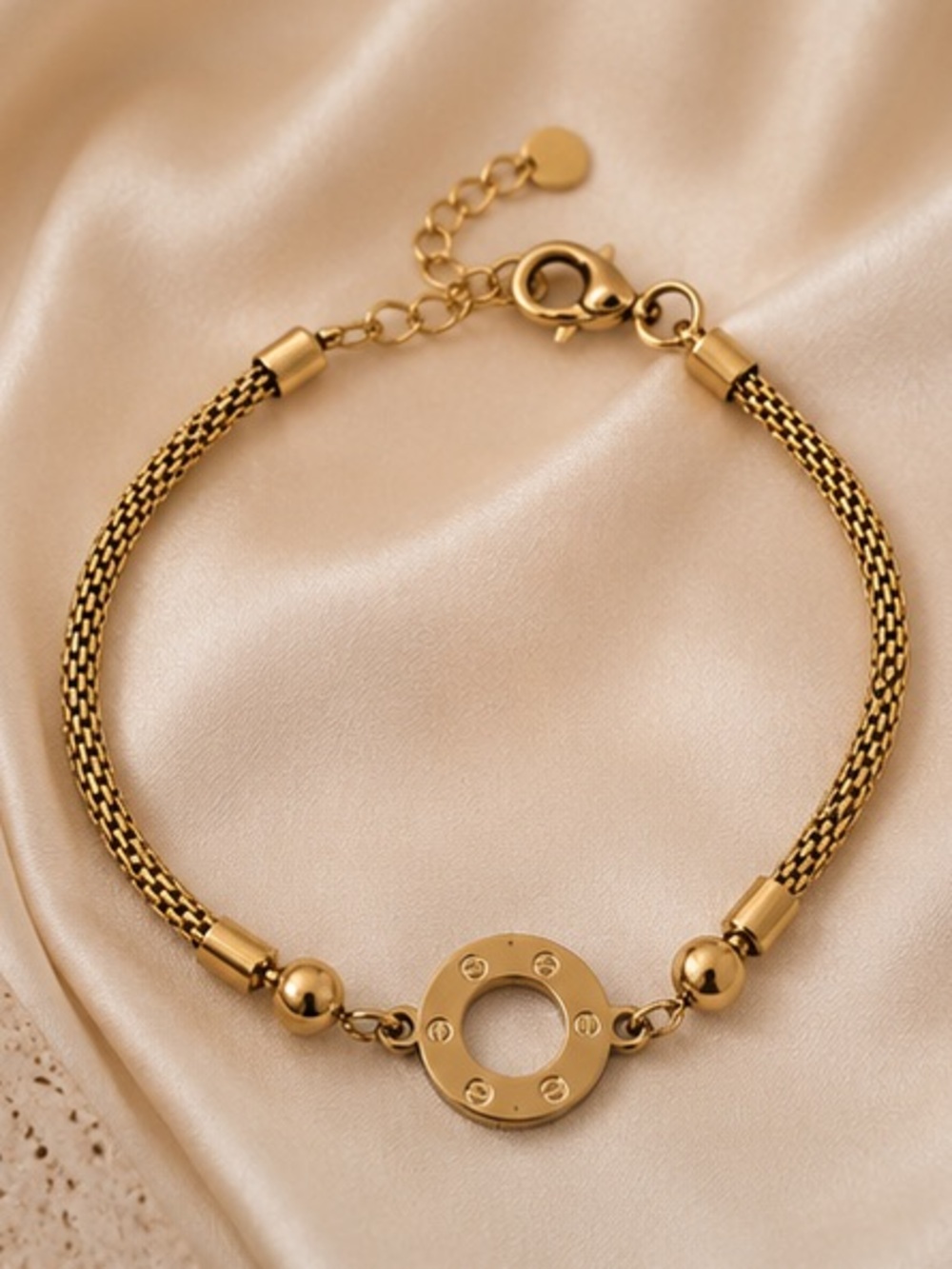 Designer Inspired Gold Love Circle Chain Bracelet Adjustable 💦Waterproof